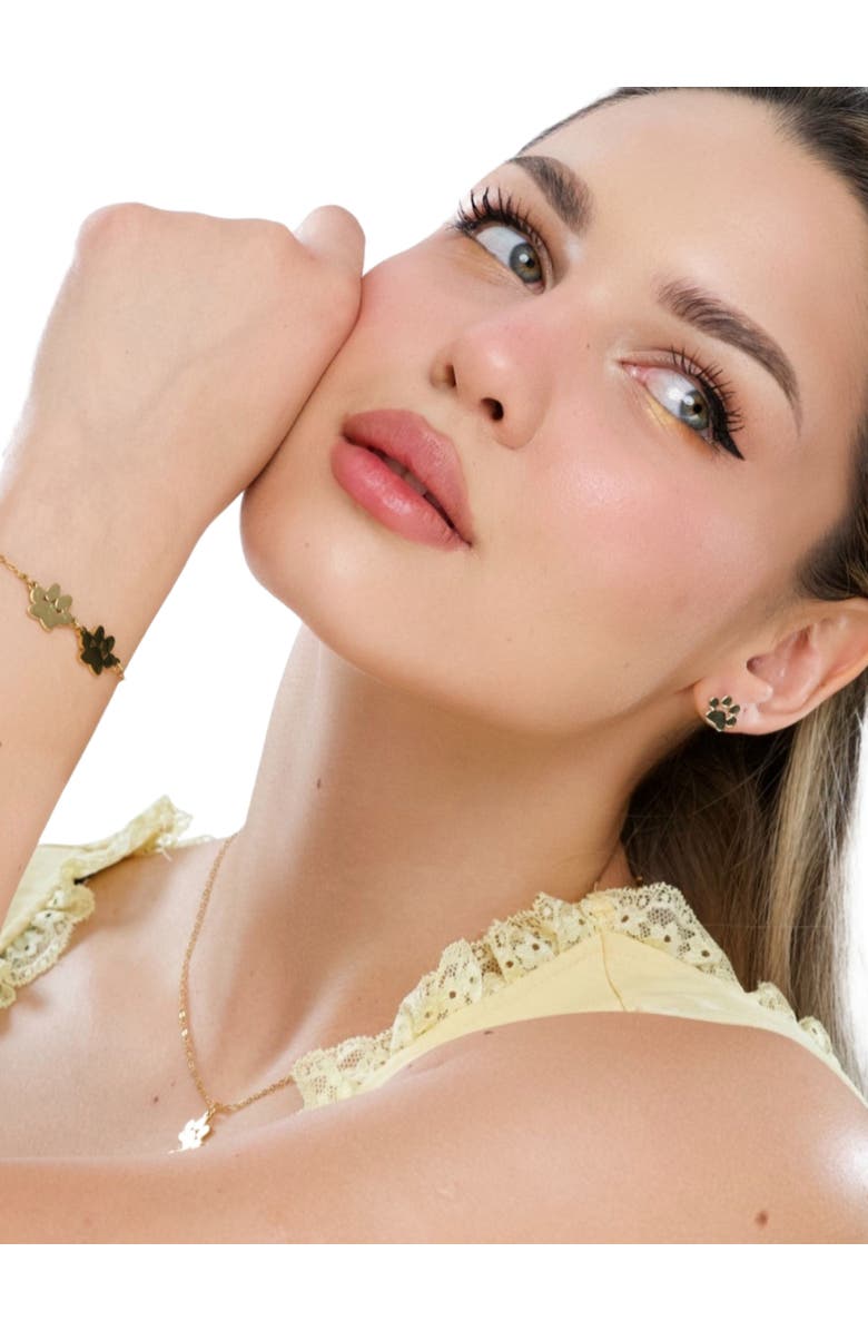 Hollywood Sensation EverPaw Double Paw Print Gold Plated Necklace, Alternate, color, Gold