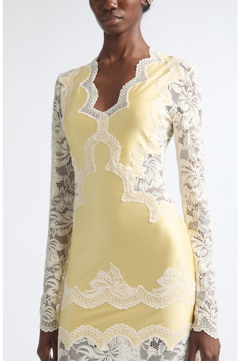 Long Sleeve Mixed Media Dress, Alternate, color, IVORY