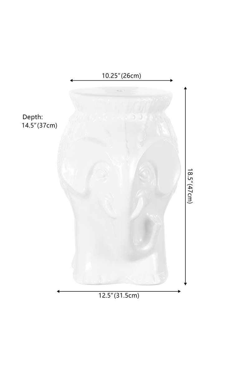 JONATHAN Y Orla 18.5" Modern Bohemian Elephant Ceramic Garden Stool, Alternate, color, White