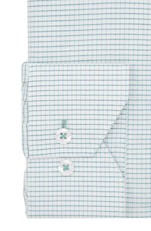 Lorenzo Uomo Trim Fit Grid Print Cotton Dress Shirt In Emerald Green