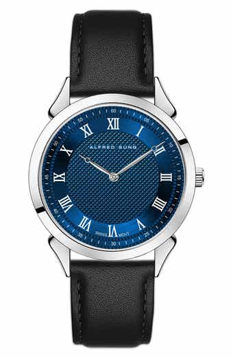 Alfred Sung Swiss Heritage Leather Strap Watch, 42mm