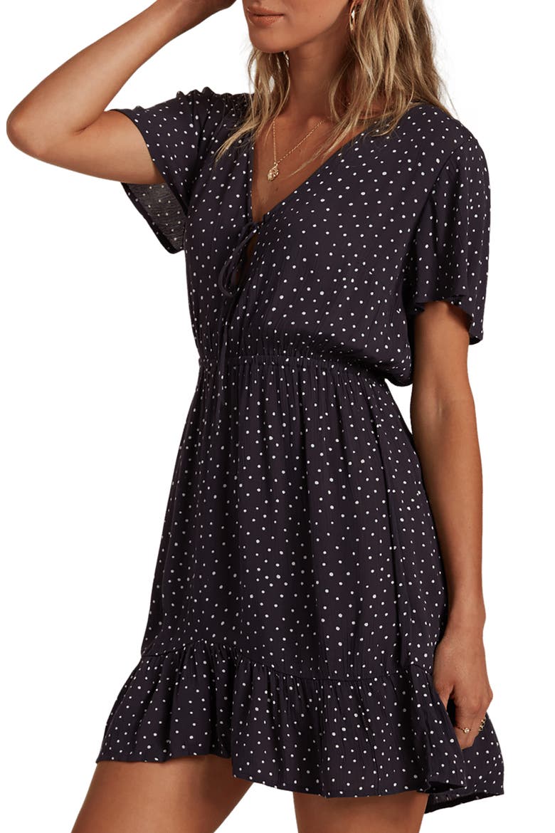 Day Trippin' Polka Dot Minidress, Alternate, color, OFF BLACK