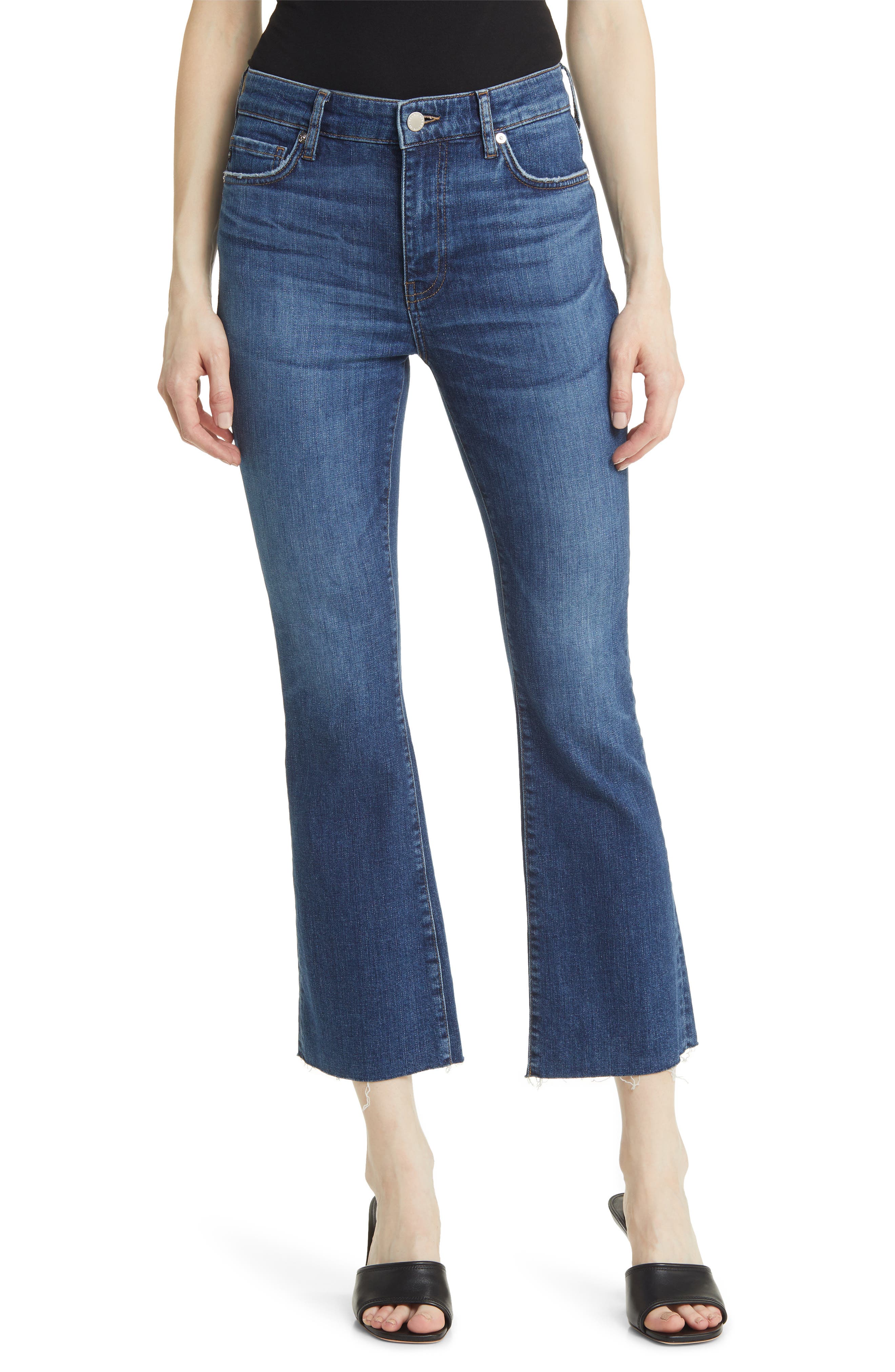 Farrah High Waist Raw Hem Crop Bootcut Jeans