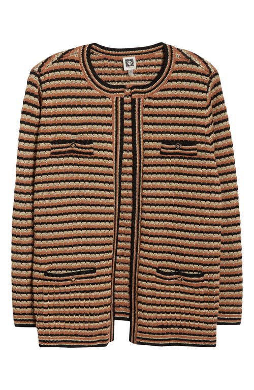 Anne Klein Plus Size Long-sleeve Front-pocket Cardigan In Brown