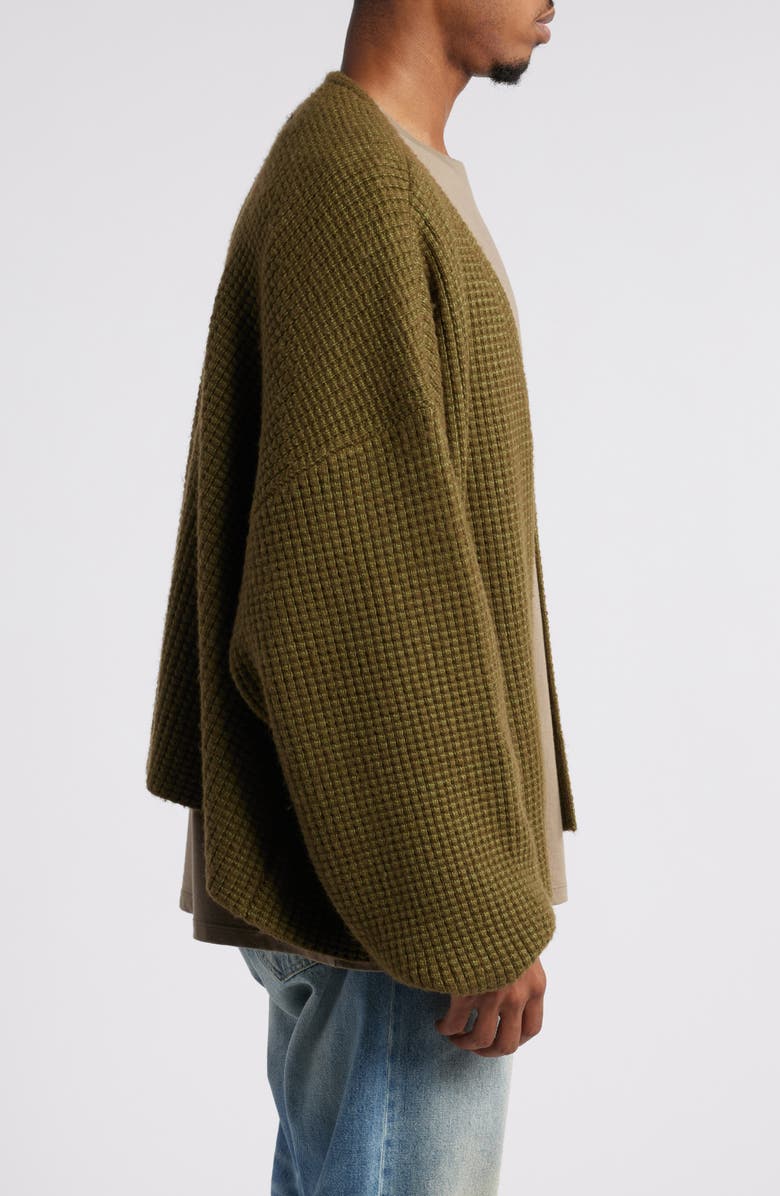 Fear of God Essentials Gender Inclusive Heavy Waffle Knit Cardigan, Alternate, color,