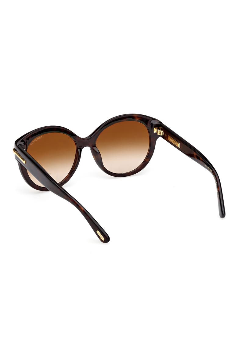 Icon 57mm Gradient Round Sunglasses, Alternate, color, SHINY DARK HAVANA BEVELED