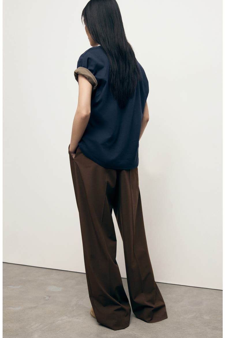 Pleated Wide Leg Pants, Alternate, color, BROWN