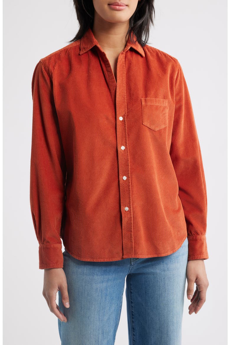 Eileen Relaxed Cotton Corduroy Button-Up Shirt, Main, color, VINTAGE APRICOT