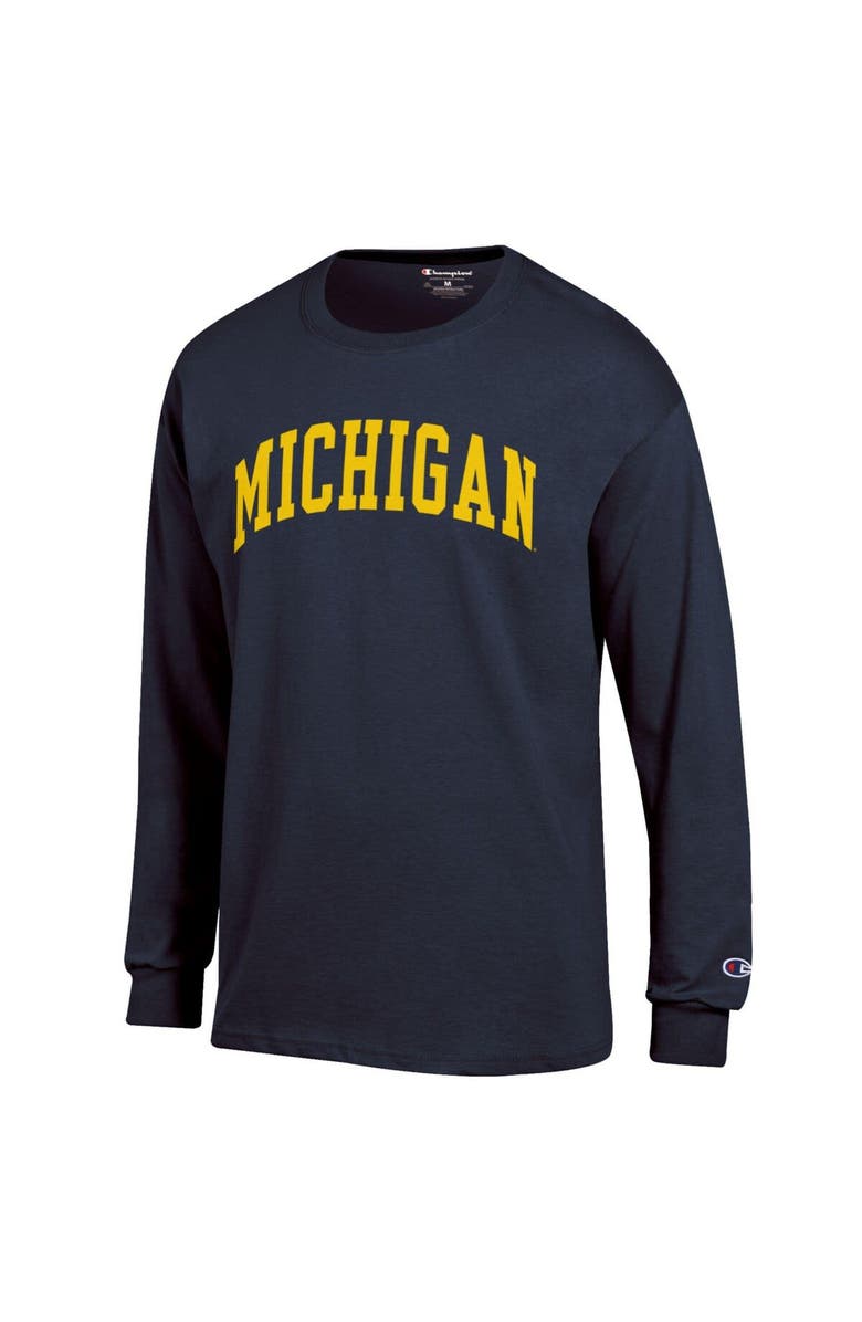 Champion Men's Champion  Navy Michigan Wolverines Basic Arch Long Sleeve T-Shirt, Alternate, color, Navy