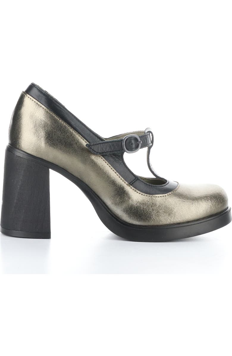 Fly London Seif T-Strap Pump, Alternate, color, 001 Dk Gold/ Black