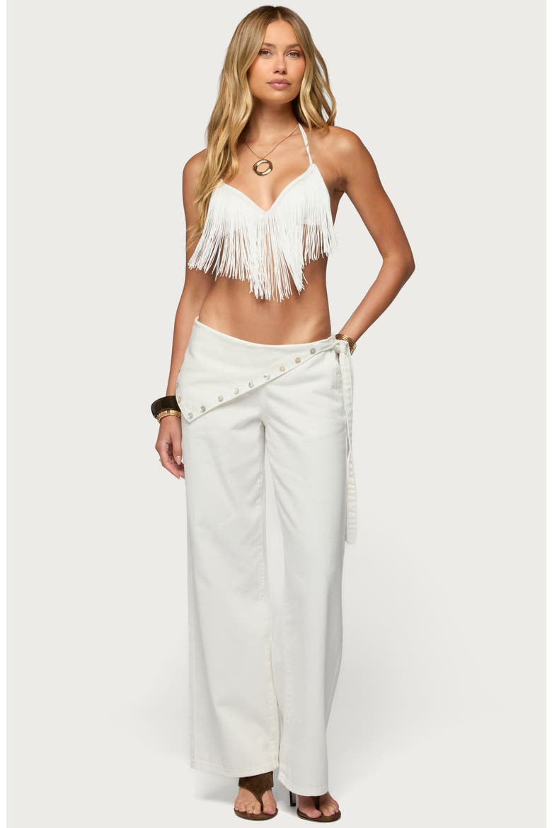 Kienna Fringe Bra Top, Alternate, color, WHITE