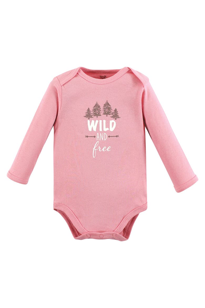 Little Soft Organic Cotton Long-Sleeve One-Piece Essentials, Alternate, color, Girl Woodland
