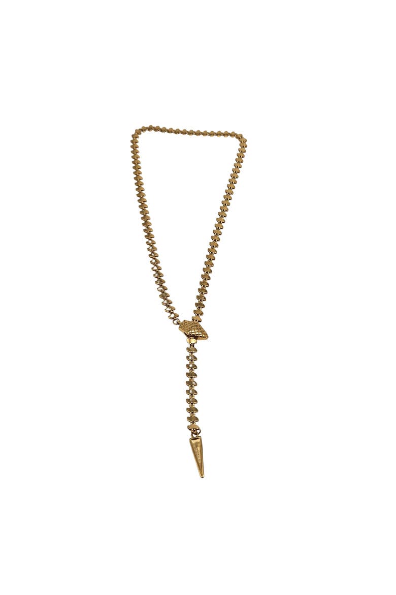 Vintage 1970-80s Goldtone Snake Lariat Necklace, Alternate, color, Gold