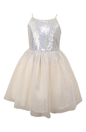 Zunie Kids' Sequin Dress In Neutral