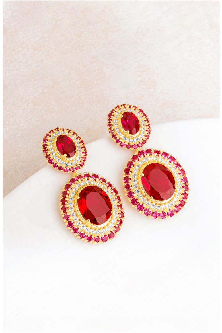 Semiprecious Stone Drop Earrings, Alternate, color, PINK