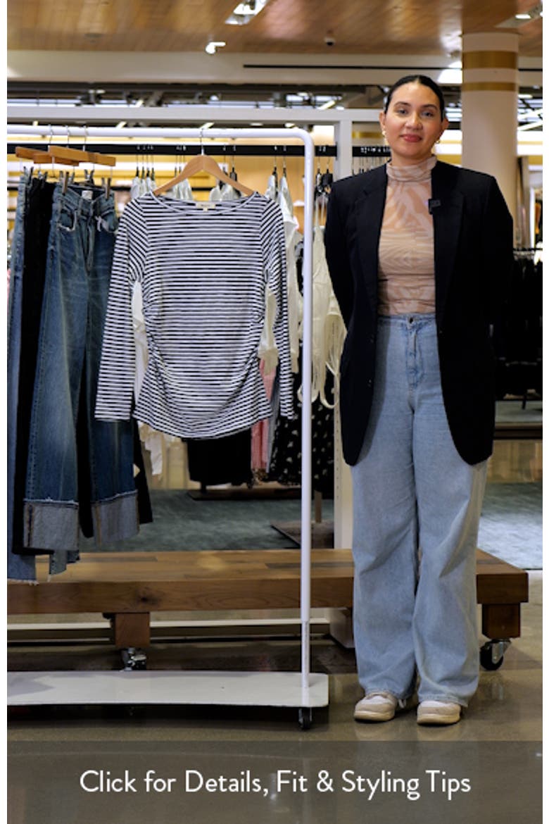 Stripe Ruched Crewneck Long Sleeve T-Shirt video