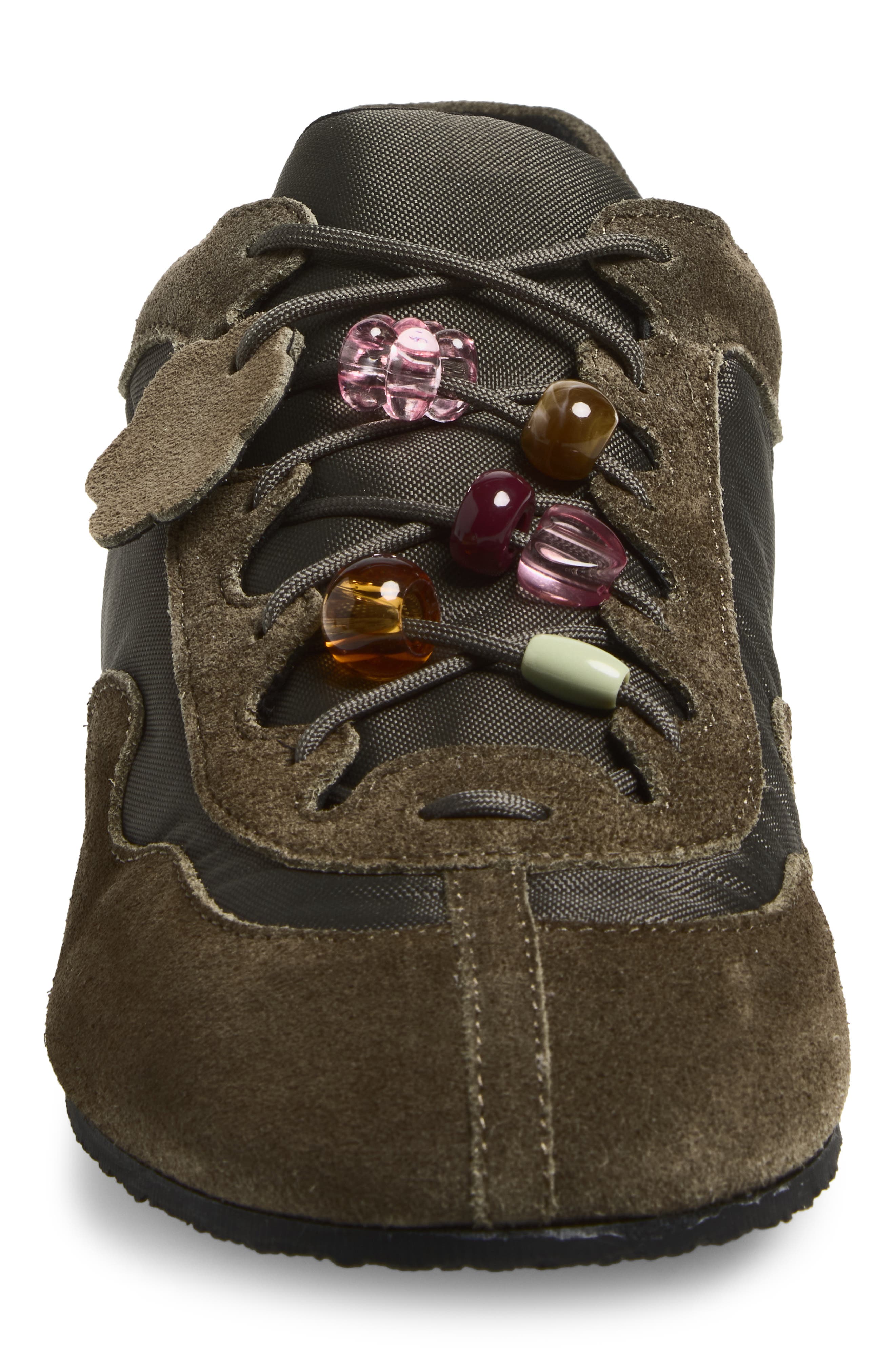 Cecilie Bahnsen Blaise Sneaker, Alternate, color, Olive Suede / Nylon