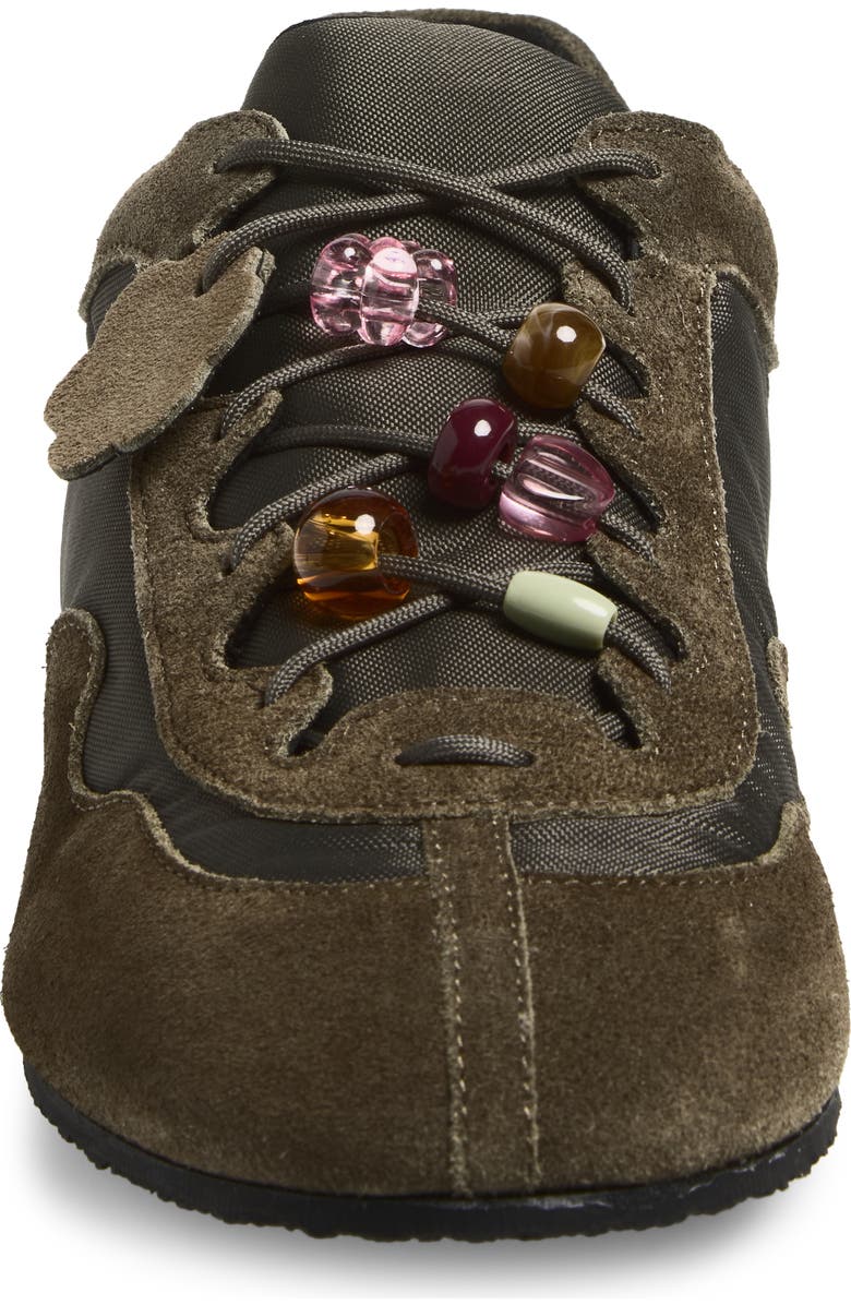 Cecilie Bahnsen Blaise Sneaker, Alternate, color, Olive Suede / Nylon