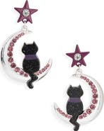 Leith Halloween Black Cat Dropped Earrings