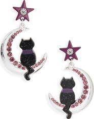 Leith Halloween Black Cat Dropped Earrings