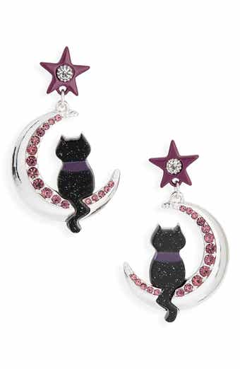 Halloween Black Cat Dropped Earrings