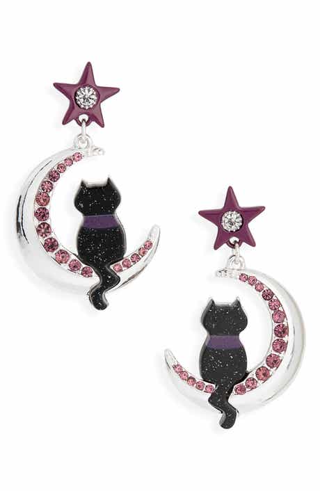 Halloween Black Cat Dropped Earrings