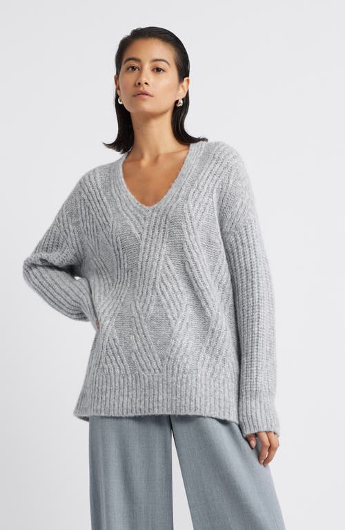 Nordstrom Alpaca Blend Cable Stitch Sweater In Grey Heather