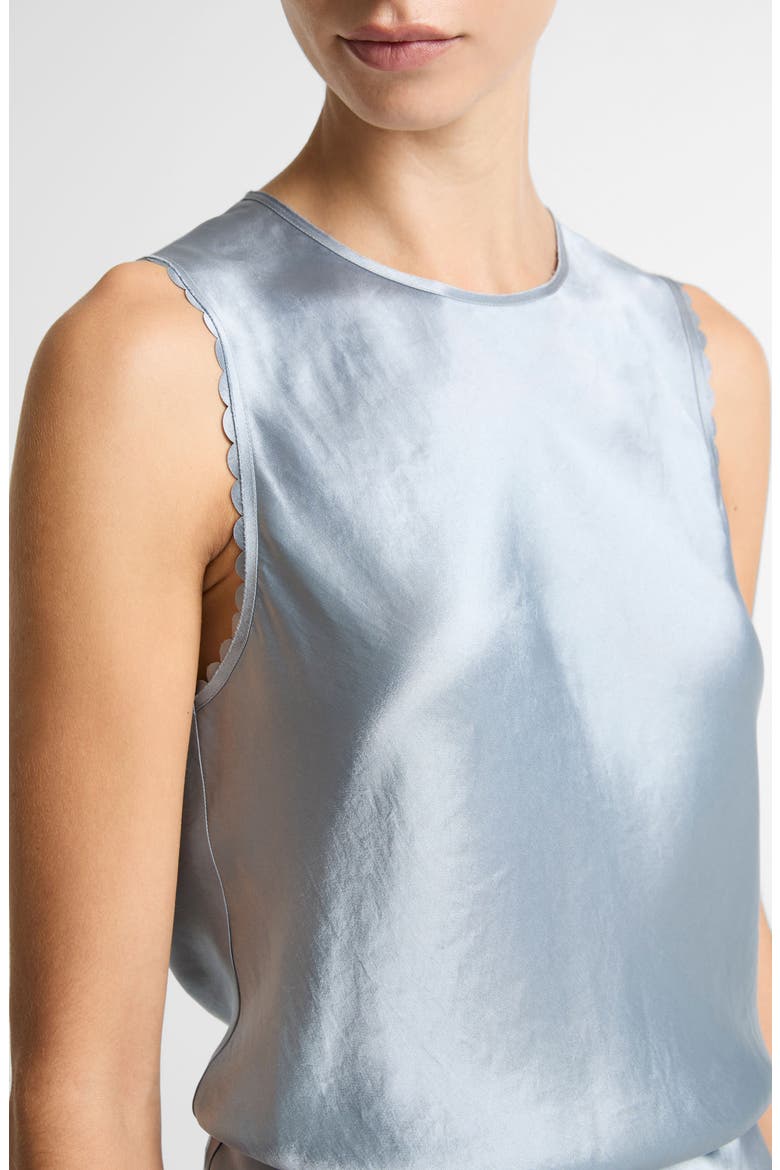 Scallop Trim Sleeveless Sheel, Alternate, color, LIGHT LAGOON