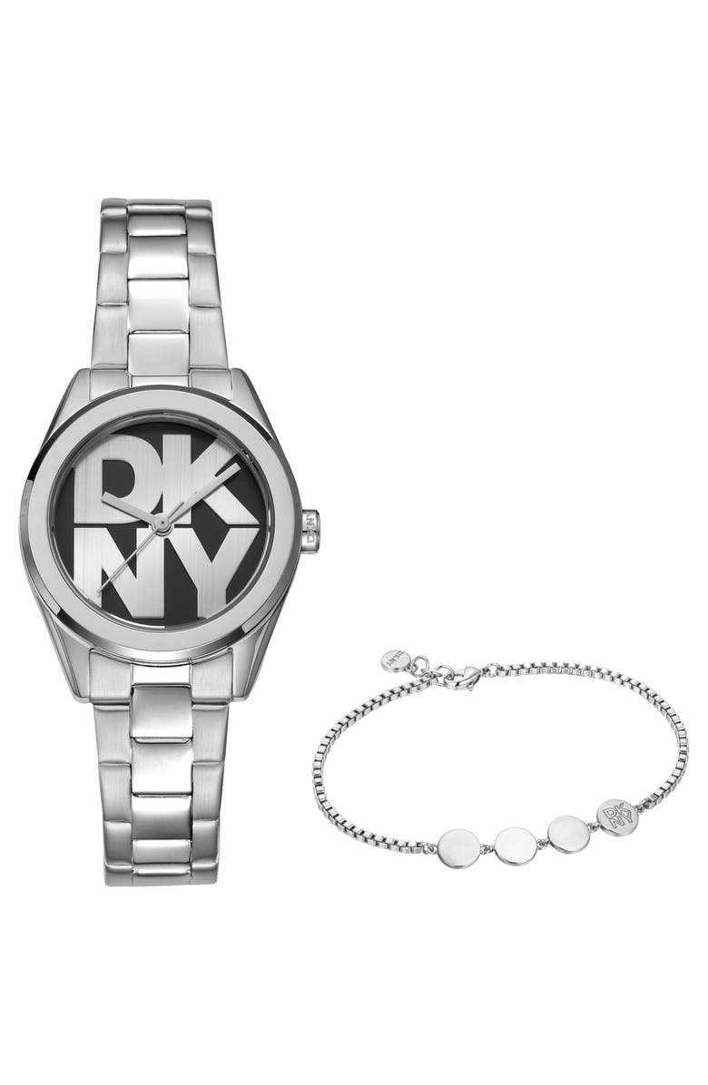 DKNY L 145 Bracelet Watch & Bracelet Set, Main, color, Black