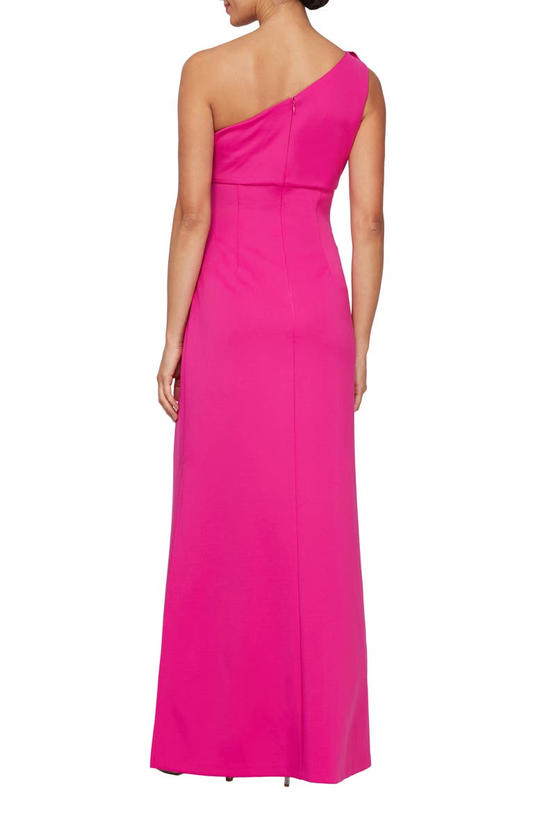 Floral Detail One-Shoulder Gown, Alternate, color, FUCHSIA