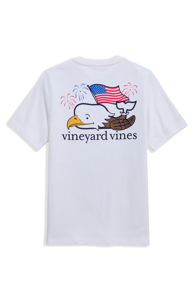 vineyard vines Kids' Bald Eagle Whale Pocket Graphic T-Shirt, Alternate, color, White Cap