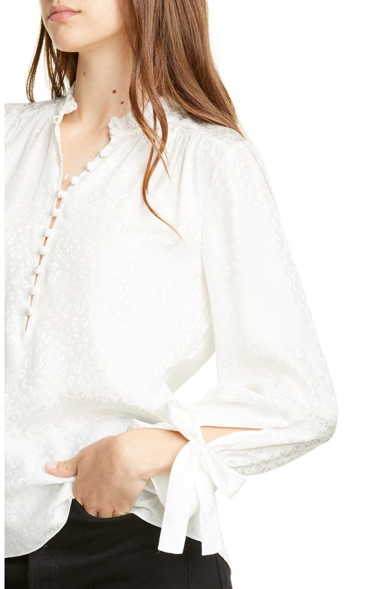 Cheetah Silk Jacquard Blouse, Alternate, color, SNOW