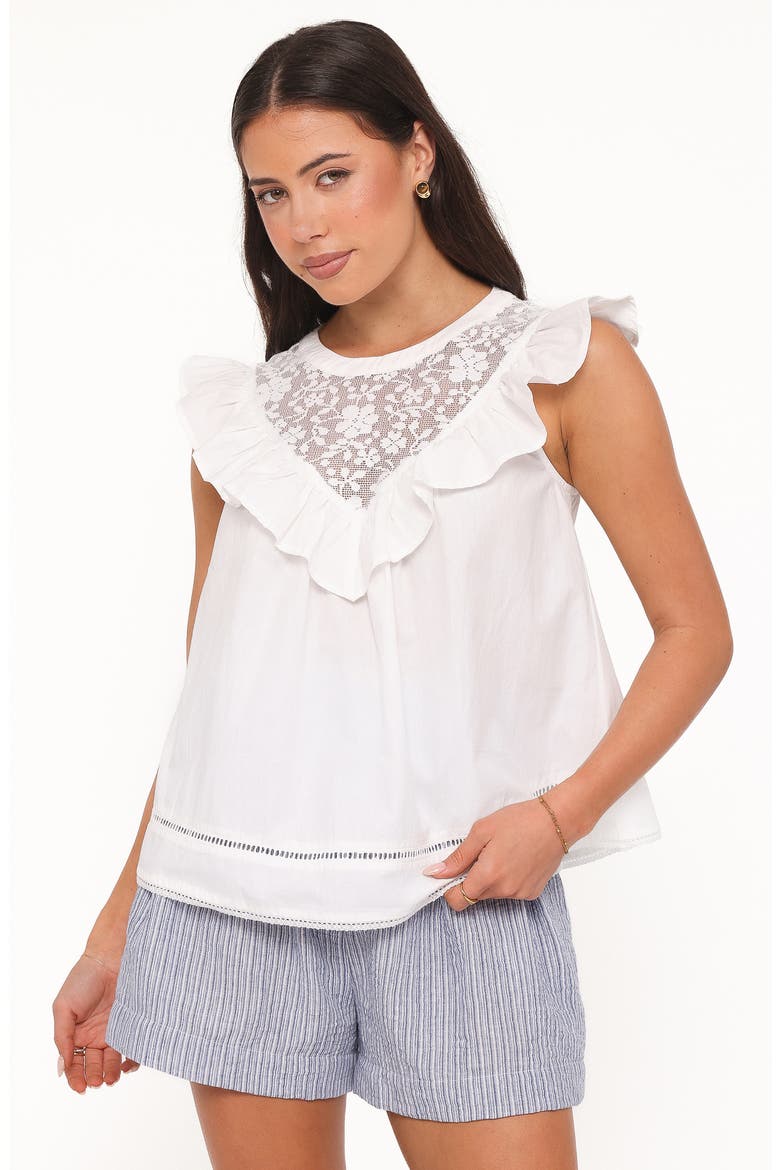 Kiran Ruffle Poplin Top, Alternate, color, WHITE