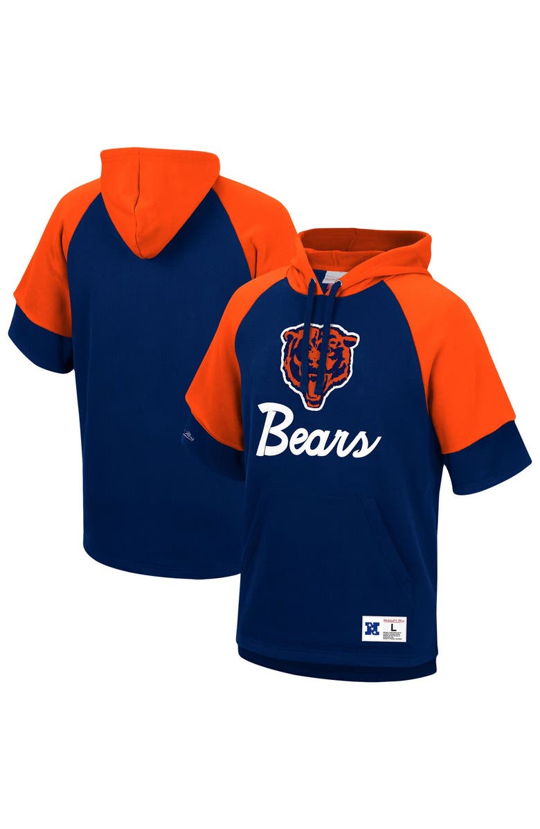 Mitchell & Ness Men's Mitchell & Ness Navy Chicago Bears Home Advantage Raglan Short Sleeve Pullover Hoodie, Main, color, Navy