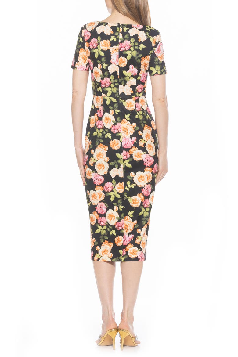 Zayd Midi Sheath Dress, Alternate, color, BLACK FLORAL
