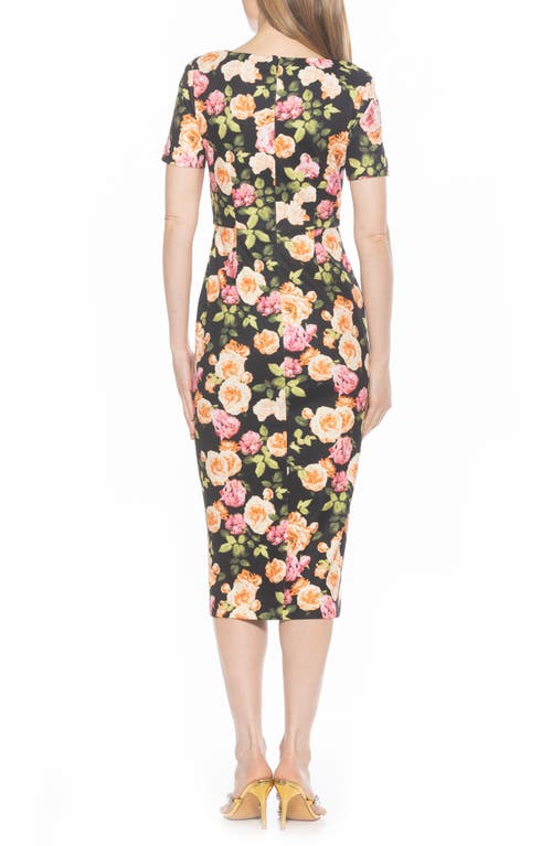 Alexia Admor Zayd Midi Sheath Dress In Black Floral