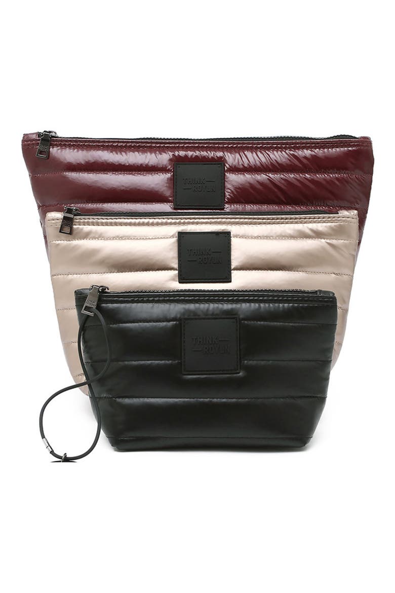 Travel Trio 3-Piece Pouch Set, Main, color, GLOSSY DEEP BURGUNDY