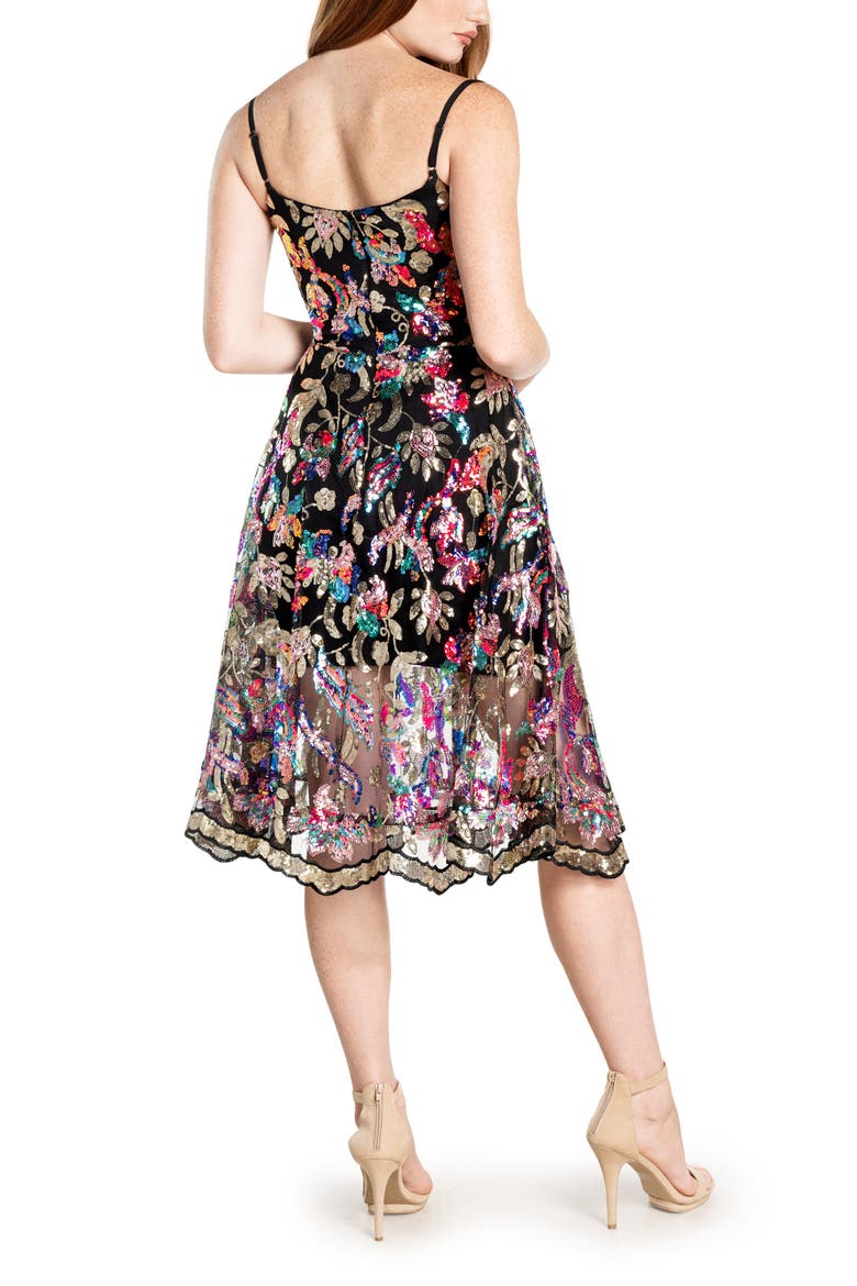Uma Sequin Fit & Flare Dress, Alternate, color, GOLD MULTI