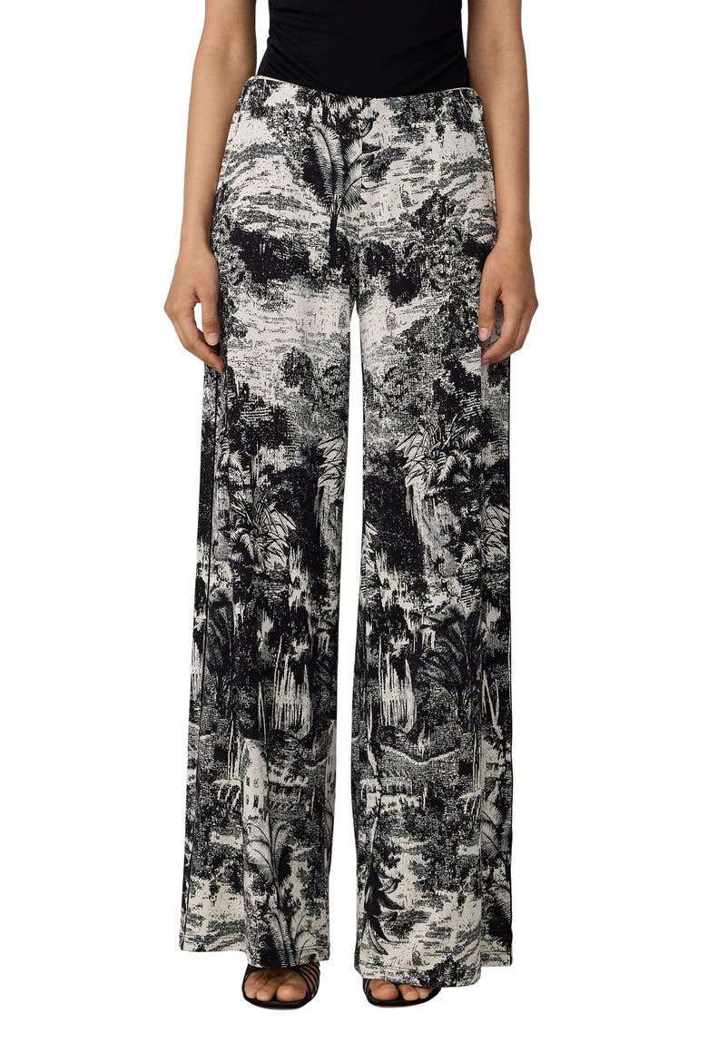 Malia Toile Print Wide Leg Jersey Pants, Main, color, PAYSAGE BLACK