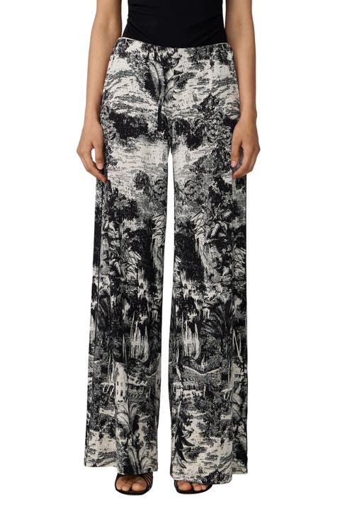 Malia Toile Print Wide Leg Jersey Pants