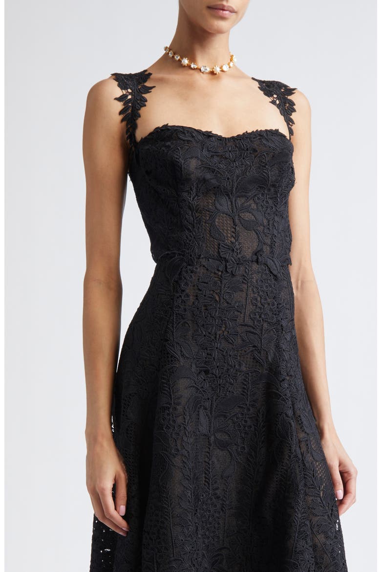 Foxgloves Sleeveless Guipure Lace Gown, Alternate, color, BLACK
