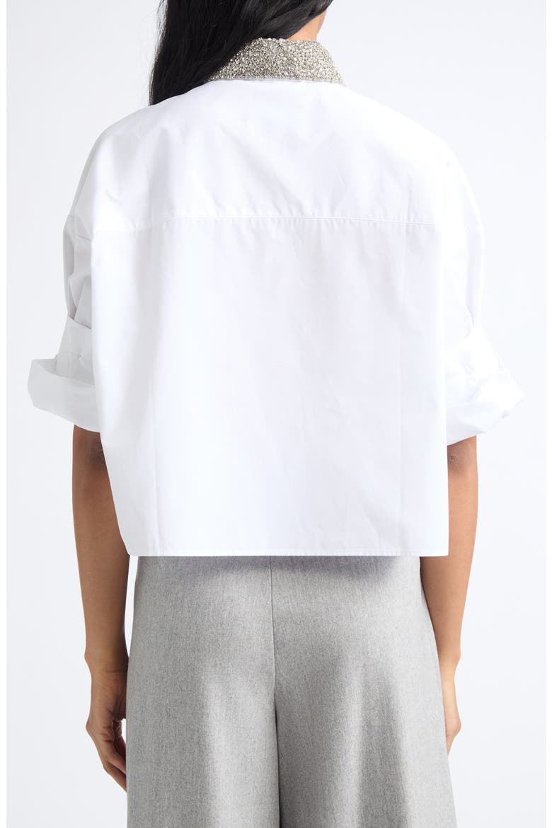 Beaded Collar Button-Up Shirt, Alternate, color, WHITE
