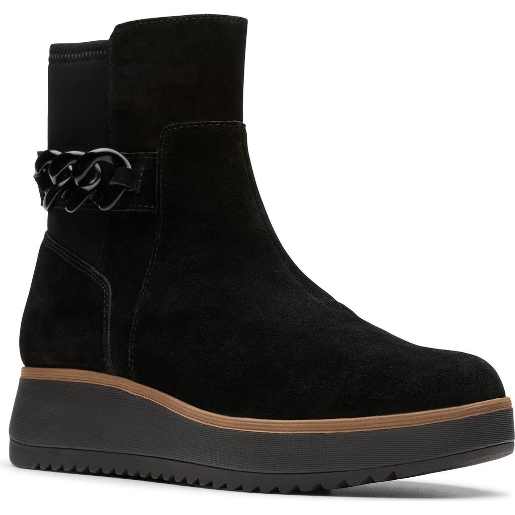 Clarks Zylah Rose Suede Boot In Black