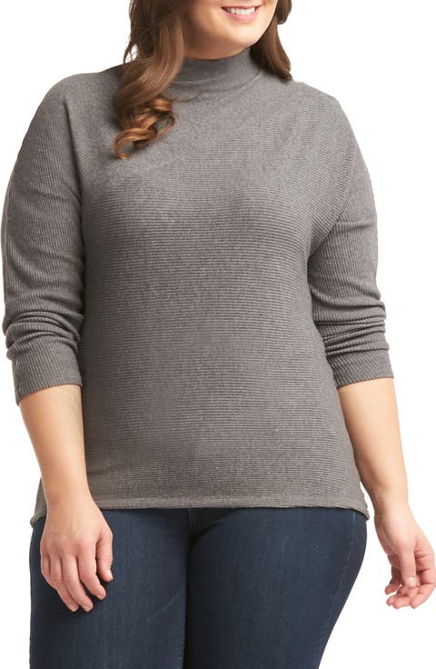 Deb Ribbed Long Sleeve Top (Plus)