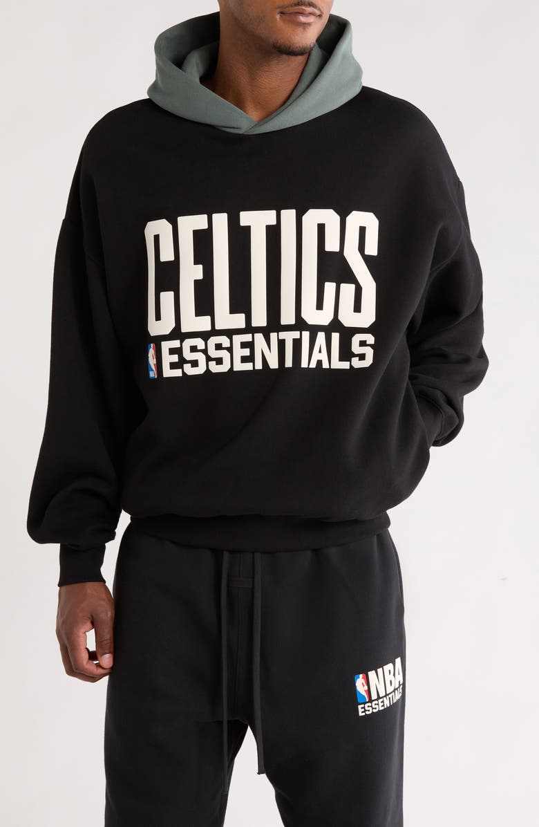 Fear of God Essentials x NBA Celtics Sports Fit Hoodie, Main, color, Black/ Green