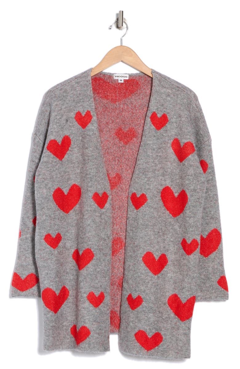 Vigoss Heart Open Front Cardigan, Alternate, color, 