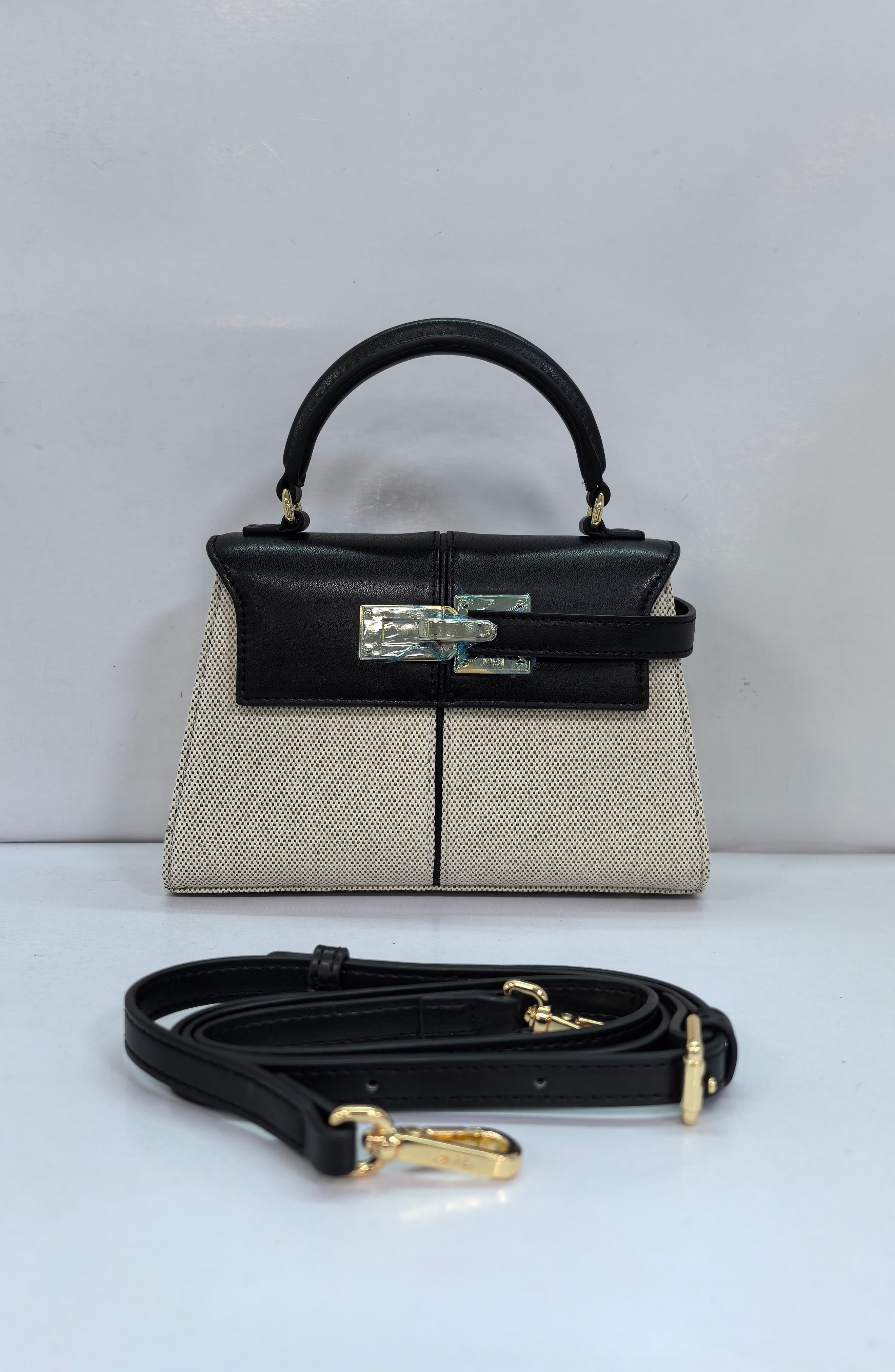 JW PEI Elise Faux Leather Top Handle Bag, Alternate, color, Black Canvas