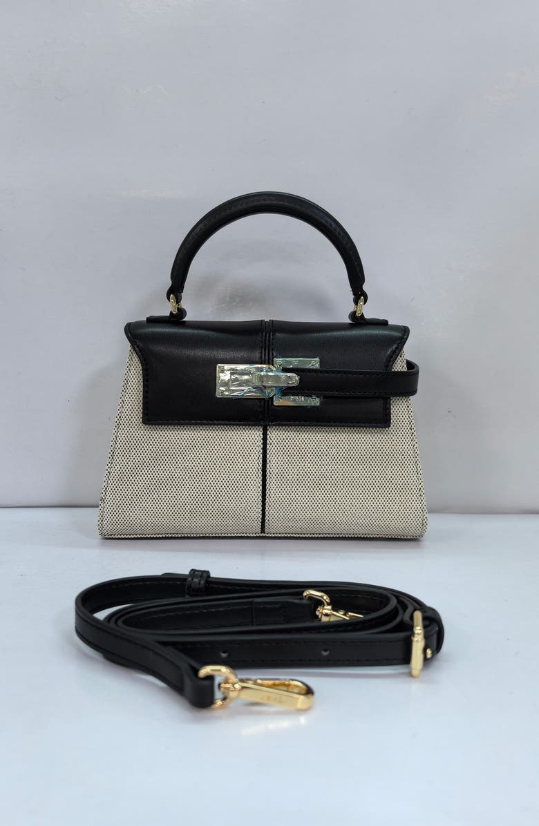 JW PEI Elise Faux Leather Top Handle Bag, Alternate, color, Black Canvas