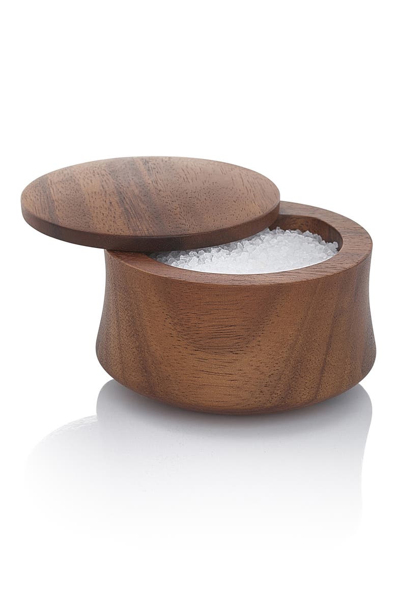 Nara Acacia Wood Salt Cellar, Alternate, color, BROWN