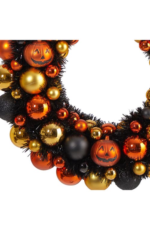 Nearly Natural Halloween Shatterproof Pumpkin Ornament Wreath In Multi